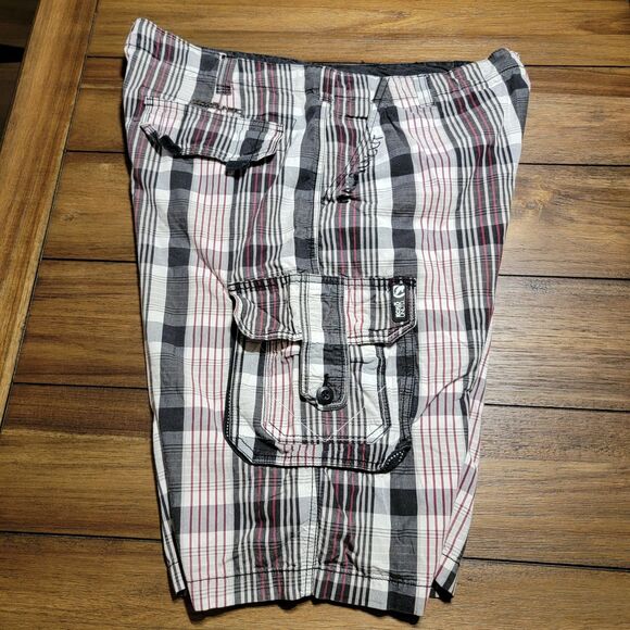 Ecko Unltd Cargo Shorts w/ Draw String Tie White, Black & Red Stripe - Size 38 - Picture 5 of 9